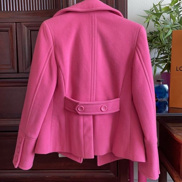 VTG Wool Cashmere Blend Pink Express Peacoat XS - Picture 6 of 6